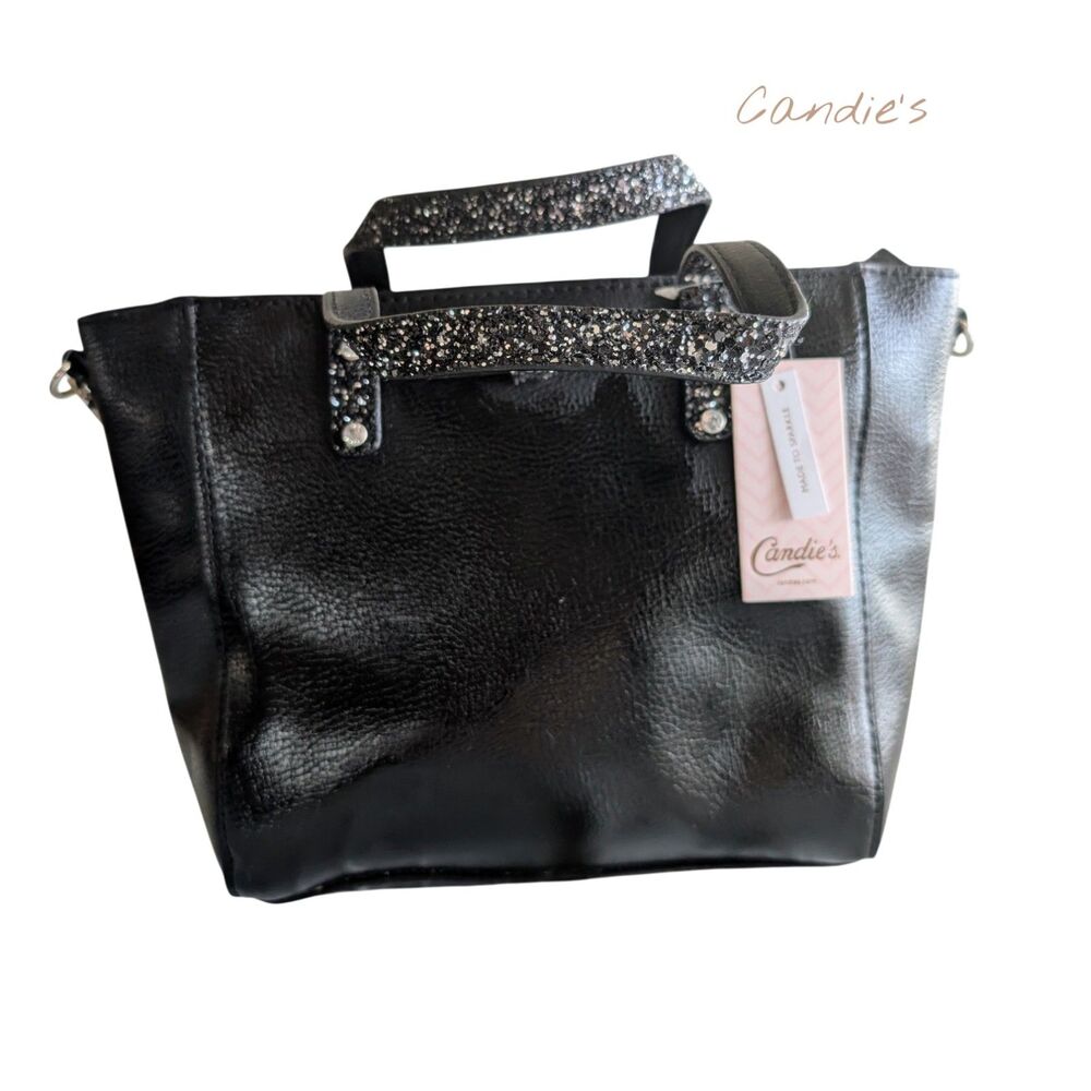 Candie's NWT Faux Leather Satchel Crossbody Purse Glitter Handles Bag